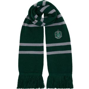Harry Potter Slytherin Knitted Crest Scarf - Green & Silver with Tassels - Inspired by Prisoner of Azkaban - 66  x 7  - Soft Winter Knit Scarf for Kids & Adults - Wizarding World Costume Accessory