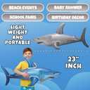 Inflatable Shark Birthday Party Decorations & Pool Toys - 4 Pack (2 Grey, 2 Blue) Large 23-Inch Blow-Up Shark Float Party Supplies for Kids or Adults Birthday, Beach, Summer Games & Party Favor Gifts