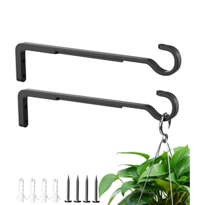10 Inch 2 Pack Black Heavy Duty Outdoor Plant Hangers for Hanging Baskets, Iron Hanging Plant Brackets for Hanging Plants Outside, Metal Plant Hooks Plant Wall Hooks for Hanging Lantern, Bird Feeder