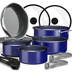 Pro DUXANO 12PC Hybrid 3-Ply Stainless Steel Skillet&Nonstick Pots and Pans Set, High Heat Sear&Fry, 2-Layer Ceramic Induction Cookware, 9H Scratch-Resistant&Anti-Warp,PFAS Free,All Cooktop/Dishwasher