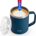 BUZIO Quick Cooling Insulated Coffee Mug with Lid, BPA-Free Coffee Cup with Handle 10oz, Leak Proof Reusable Vacuum Travel Coffee Tumbler Insulated, Best Gifts for Friends, Blue