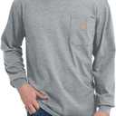 Men's Loose Fit Heavyweight Work Long Sleeve T-Shirts Comfort Pocket Tee(Regular&Tall) (X-Large Tall)
