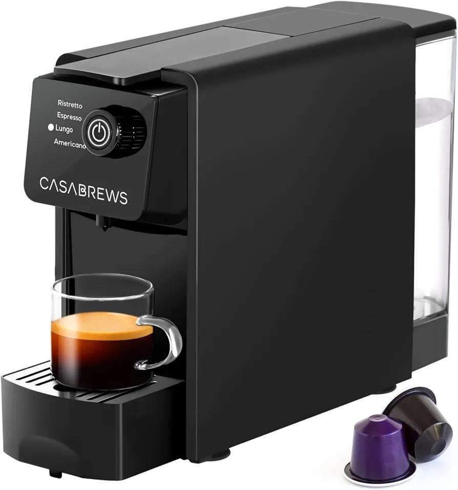 CASABREWS Espresso Machine for Nespresso Original Pods, 20 Bar Coffee Machine with 4 Brewing Modes and 21 oz Removable Water Tank, Compact Capsule Coffee Maker for Home or Office, Ideal Gifts for Mom