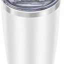 WETOWETO 20oz Insulated Stainless Steel Tumbler, Double Wall Vacuum Leak-proof Travel Coffee Mug, Powder Coated Water Cup (White, 1 Pack)