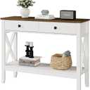 Lomojo Console Table,Sofa Table 13.8" D x 39.37" W x 31.5" HEntryway Table with 2 Drawers Storage Shelve Foyer Table for Entryway Farmhouse Hallway Tables (White), 39.4 Inches X 13.8 Inches X 31.5 Inches