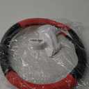 Steering Wheel Cover Compatible with Le, Premium Napaa Leather&Carbon Fiber Texture Steering Wheel Cover, with 2 Universal Coasters and USB Fast Charging Cable (Black, Red)