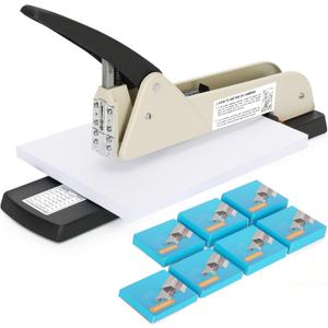 Heavy Duty Long Reach Stapler, 7000 Staples in Various Sizes with 30-200 Sheet Capacity,Long Arm Stapler,9.84”Adjustable Stapling Depth for Booklets & Office Document, Fixable Paper Guide