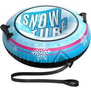 48'' Snow Tube with Premium Canvas Cover for Kids and Adults, Inflatable Heavy Duty Snow Tube Made by Thickened Bottom, Sled Winter Outdoor Fun Toys for Children Boys Girls