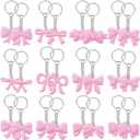 24 Pcs Pink Bow Keychains Party for Supplies, Birthday Party Bow Keychains, 12 Style Bachelorette Party Decoration Baby Shower Party Cute Supplies(Light Pink)