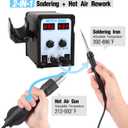 FEITA 8586 SMD Hot Air Rework Station 2 IN 1 Digital Soldering Iron & Heat Air Gun with 5 Solder Tips, 1 Solder Sucker, 1 Solder Wire, 1 Curved Tweezer, 3 Nozzles Kit