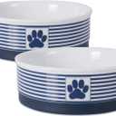 Bone Dry Paw & Patch Ceramic Pet Collection, Medium Set, 6x2", Nautical Blue, 2 Piece
