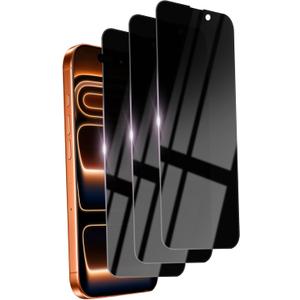 3 Pack Privacy Screen Protector for iPhone 17 Pro Max Tempered Glass 6.9inch Private Saver Anti-Spy Eye Protection Anti-Scratch Full Coverage (Black)