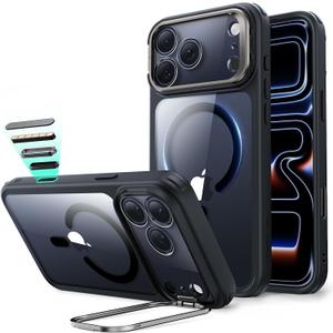ESR for iPhone 17 Pro Max Case with Stand, Camera Control Cover Compatible with MagSafe, Military-Grade Drop Protection Magnetic Phone Case, Scratch-Resistant Back Cover,Clear Black ESR for iPhone 17 Pro Max Case with Stand, Camera Control Cover Compatible with MagSafe, Military-Grade Drop Protection Magnetic Phone Case, Scratch-Resistant Back Cover,Clear Black