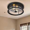 Black Ceiling Light Fixtures Flush Mount Light, 2 Bulb with Glass Flush Mount Ceiling Lights Fixture Bedroom, Indoor Outdoor Ceiling Lights for Porch Hallway Kitchen