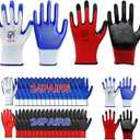 48 Pairs Work Gloves Bulk, Nitrile Coated Gardening Gloves with Grip, Breathable Safety Gloves for Men & Women, Mechanic, Warehouse, Yard Work (24 Blue, 24 Red)