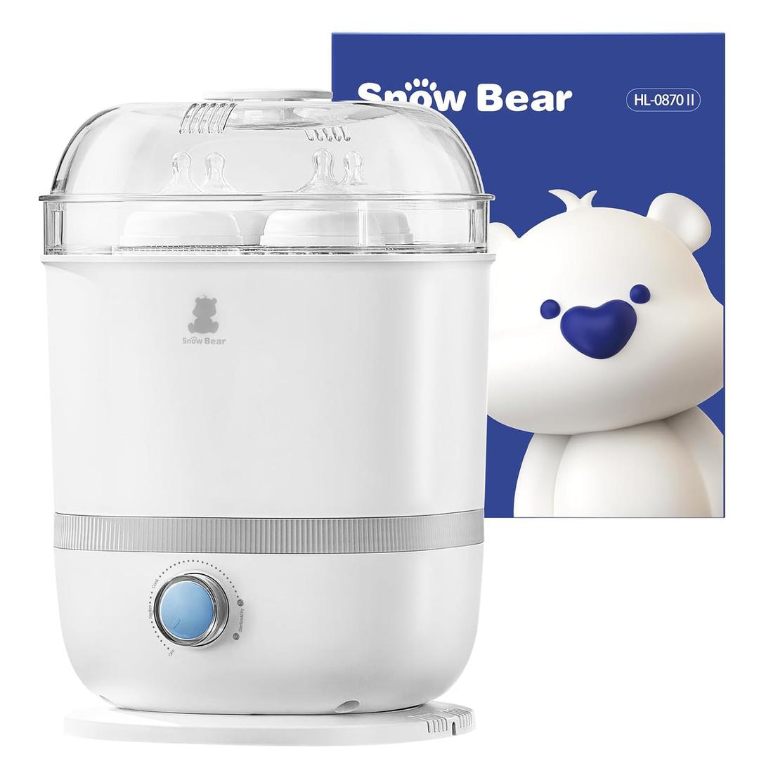 Snow Bear Baby Bottle Sterilizer and Dryer, 6-in-1 Electric Steam Bottle Sterilizer for Baby Bottle & Pacifiers, Breast Pump Parts, Large Capacity 13 Bottles, Fast Drying, Easy to Clean