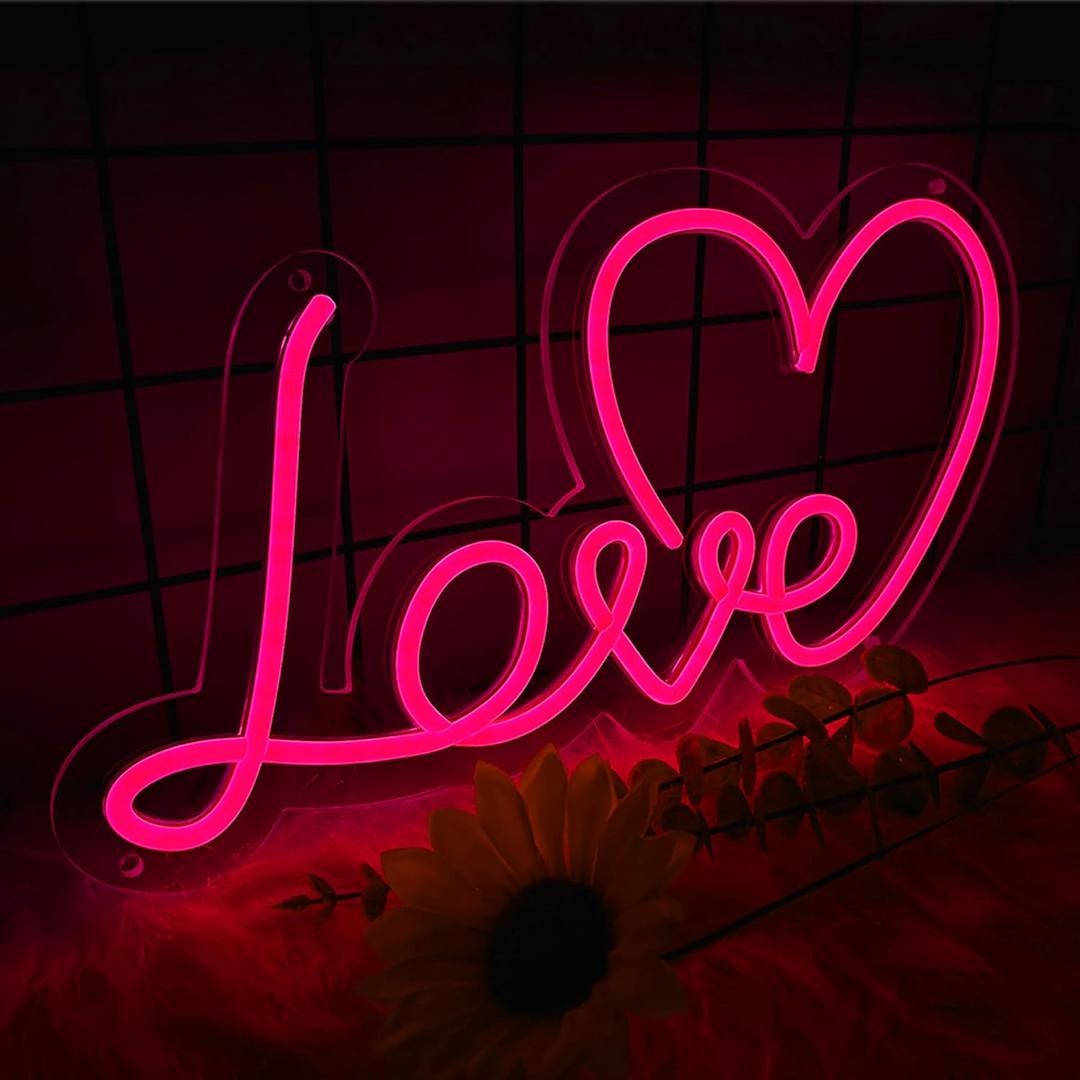 Love Neon Sign for Wall Decor, Dimmable Love Led Lights Signs Letters Signs for Wedding, Neon Light Room Decor for Party Birthday Gift Christmas Gift