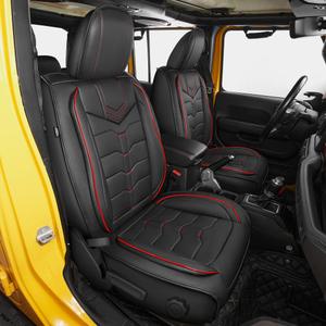 YORKNEIC Seat Covers Custom Fit for Jeep Wrangler JL 4XE 4 Door 2018-2026 Leather Seat Covers Full Set, Waterproof Seat Cushion Covers Without Rotary Hole (5-Seat Set, Black)