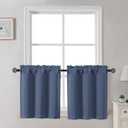 Gwine 24 Inch Long Tier Curtains for Small Window, Short Blackout Kitchen Curtains Over Sink, Half Window Drapes for Bedroom Bathroom Basement, 2 PCS, Each 30" Wx24 L, Denim Blue