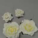 Rose Hair Clip Flower Hairpin Rose Brooch Floral Clips, 4 Pcs Fabric Rose Flowers Hair Clips Mexican Hair Flowers Pin up Headpieces for Woman Girl Wedding Party Mother's Day (2 Sizes) (White)
