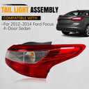 Right Tail Lights Assembly Fit for 2012 2013 2014 Ford Focus 4-Door Sedan,Taillamp Rear Brake Tail lamp Passenger Side Red Lens with Bulb Replace for FO2819151
