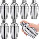 Nitial 6 Pcs Bar Cocktail Shaker Professional Stainless Steel Martini Drink Mixer with Built-in Strainer for Bartending No Leaks Boston Shaker for Bar Party Drink Mixing Tool(8 oz, Silver)