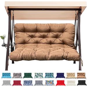 Outdoor/Indoor Swing Replacement Cushion, 2 or 3 Seats Bench Cushions with Backrest, Thicken 4" Recliner Seat Pad for Garden/Patio, Waterproof Premium Tufted Cushion with Ties(Brown-40x40x4in)
