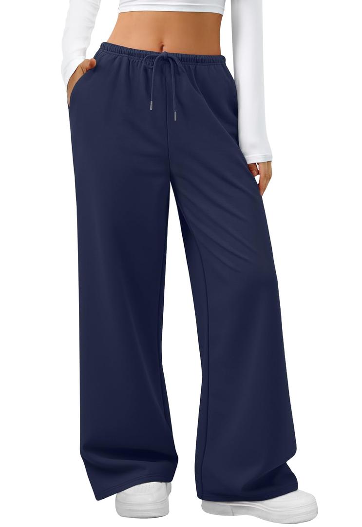 Sweatpants Women Baggy Wide Leg Lounge Casual Pajama Sweat Pants, Size S