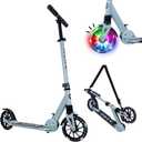 AERO MOBILITY Kick Scooter for Kids 6+, Teens & Adults | Light Up Wheels, Hand Brake, Rubber Deck Mat & Shock Absorption | Foldable & Height Adjustable