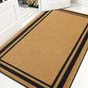 OLANLY Front Door Mat, Low Profile Doormat, Stain and Fade Resistant, Easy to Clean, for Indoor and Outdoor Entrances, Patio Porch or Entryway, Brown (47x32 Inch, Classic Border) - Pack of 2