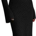 Saodimallsu Womens Crochet Maxi Cover Up Dress Beach Swim Vacation Coverups Long Sleeve Sexy Bodycon Summer Knit Dresses (Black)