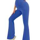 HEGALY Women's Maternity Flare Leggings Over The Belly - Casual Pregnancy Yoga Pants with Pockets Buttery Soft Royal Blue