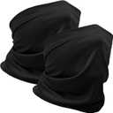 WOXVM 2 Packs Neck Gaiter Face Mask Scarf Gator Sun Cooling Balaclava Bandana Cover UV Protection Headwear for Men Women (Black)