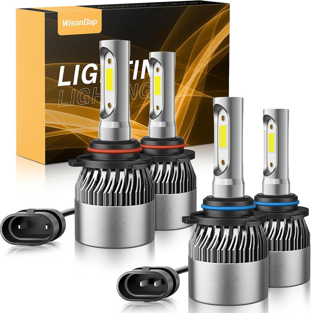 Bulbs Combo 6500K Cool White 60000LM 900% Brighter, 1:1 Beam Plug and Play IP68 Waterproof Off-Road Lights, Pack of 4