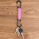 BRAVESHINE Paracord Keychain Carabiner Clip, D Ring Lanyard Hanger Stroller Hook for Water Bottle, Key, Backpacks, Men, Women (1 Pink 1 Green)