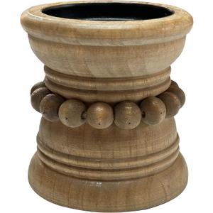 dwellington Farmhouse Rustic Wood Pillar Candle Holder for Pillar Candles, Decorative Beaded Candlestick Holder Stand for Home Dcor, Gifts, Wedding (Natural)