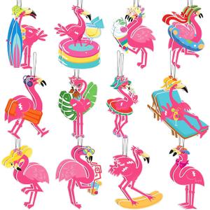 Demissle 24 Pcs Flamingo Air Freshener Flamingo Hanging Long Lasting Car Scented Tropical Automotive Air Fresheners for Rearview Mirror Birthday Beach Party Favor Accessories