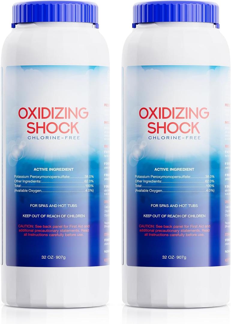 32 Oz Non-Chlorine Oxidizing Shock for Hot Tub, Oxidizer for Spas and Swimming Pools, Hot Tub Shock, 2 Pack