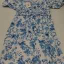 GRACE KARIN 2025 Women's Summer Floral Flowy A Line Midi Dresses Elegant Short Sleeve Smocked V-Neck Tiered Dresses M
