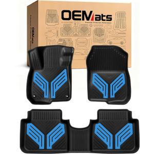 Premium Color TPE Floor Mats Custom Fit for Honda CR-V 2017-2022 (Gasoline & Hybrid CRV), Hydro Blue Wing Design | All-Weather Heavy Duty Car Floor Liners Full Set 1st & 2nd Row