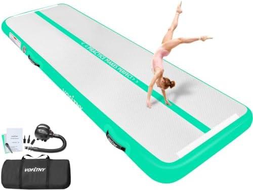 VOFiTNY Inflatable Gymnastics Air Mat Tumble Track with Pump for Training | 6.6ft/10ft/13ft/16ft/20ft Air Tumbling Mat 4/8 Inches Thick Inflatable Gymnastics Track for Home Use/Cheerleading/Yoga/Gym