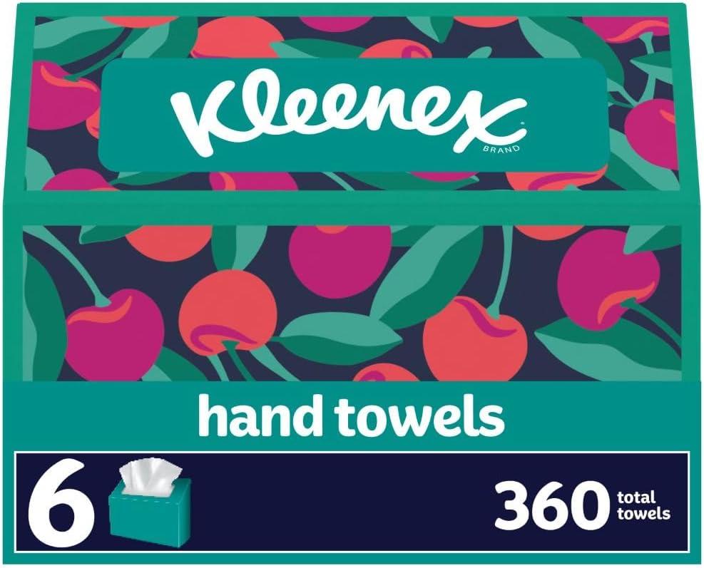 Kleenex Disposable Paper Hand Towels, 6 Boxes, 60 Tissues per Box (360 Total Tissues), Packaging May Vary (White)