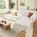 Sectional Couch Covers, 2 Pieces Washable L Shaped Couch Covers Sofa Blanket for Dogs Pet Friendly Sectional Sofa Slipcovers Furniture Covers,71"x118"+91"x134",(XXX-Large,Cream White)
