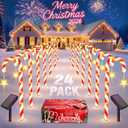 Solar Christmas Lights Outdoor Decorations: 24-Pack Candy Cane Pathway Lights with 10 Modes - Unique Xmas Gifts for Mom Women - Waterproof Decorative Christmas Yard Stakes for Holiday Garden Decor