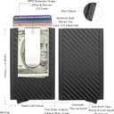 MOSIYEEF Slim Leather Card Holder RFID Wallet for Men - Minimalist Pop Up Men Wallet with Money Clip-wrapped Compact Carbon Fiber Wallet for 6 Credit Cards - Gifts for Him