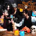 Maxcheck 6 Pack 18 oz Halloween Stemless Wine Glasses Halloween Wine Glass Set Clear Drinking Tumbler for Homes and Bars for Party Gift(Bloody)