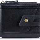 Genuine Leather Men's Wallet with Zipper Vintage RFID Blocking Large Capacity Wallet for Men with 11 Credit Card Slots and 1 ID Window (Black)