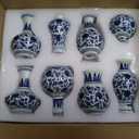Dandat 8 Pcs Chinoiserie Bud Vases Small Blue and White Flower Porcelain Vase Ceramic Vintage Floral Chinese Vase Set for Home Dining Room Living Room Shelf Table Centerpieces Decor(Elegant)