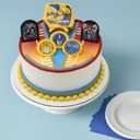 DecoSet Transformers Autobot Battle Cake Topper, 6-Piece Interactive Set of Transformer Decorations and Supplies for Party Cakes