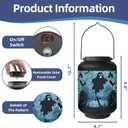 Halloween Decorations Ghost Solar Lanterns - 7.8" x 4.7" Solar Light Outdoor with Handle, Outside Hanging Halloween Lanterns for Garden, Cool Gifts for Women, Friends and Sister